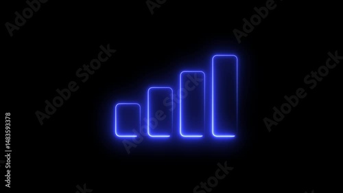 Abstract neon line up arrow growth, success concept. Profit growing icon animation. Animated neon line Business graph icon .growth business concept