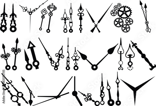 Clock Hands Eps Vector File Black and White