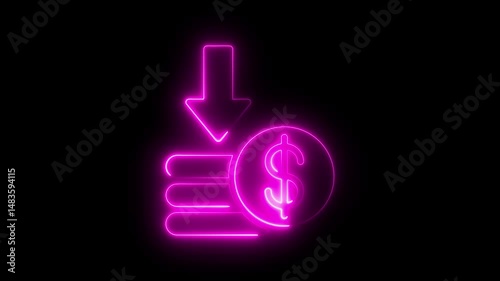 animated of cost symbol dollar increase and decrease icon, money, dollar sign with arrow down. Money loss concept. Business loss. Cash with down arrow stocks graph, concept of financial crisis, market