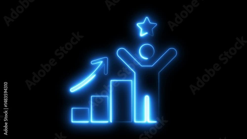 Business growth concept in graph chart showing marketing sales profit increasing to future target . success business concept. financial business graph chart animation Business growth up arrow with man