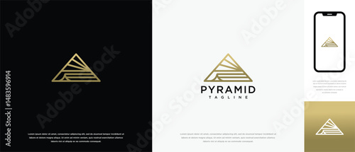 Triangular pyramid logo design. Triangular pyramid logo icon made with lines