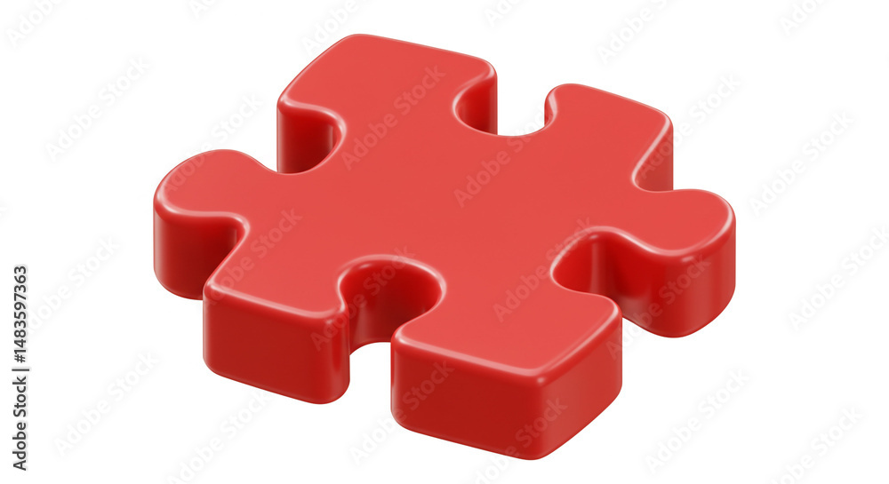 Fototapeta premium Red Puzzle Piece Solution Connection Teamwork Strategy