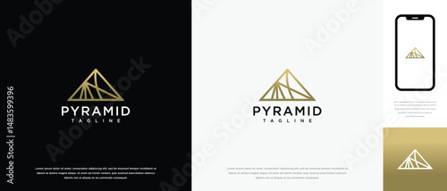 Triangular pyramid logo design. Triangular pyramid logo icon made with lines