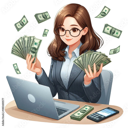 Lady counting money