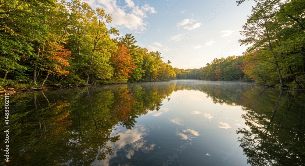 Fototapeta premium Serene Autumn Lake Reflection