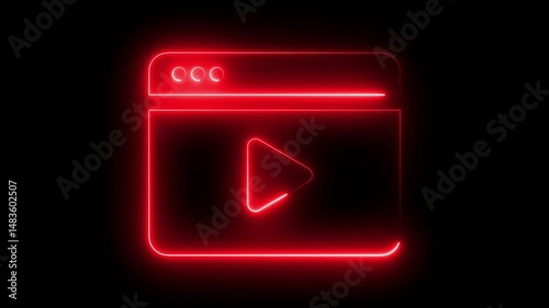 Outline neon electric lamp icon. Light lamp sign icon on black  technology energy concept. Energy idea, Electric neon bulb icon and black background 