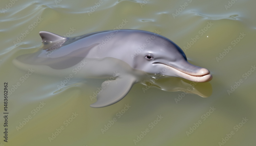 Obraz premium Dolphin swimming gracefully in clear water of the ocean 