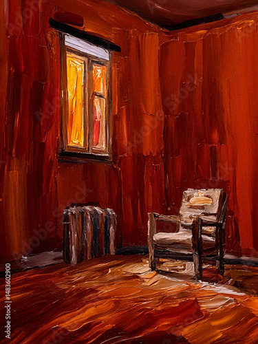 Expressive Contemporary Art of Solitary Room Scene