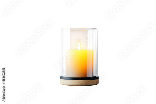 Candle in glass holder isolated on transparent background