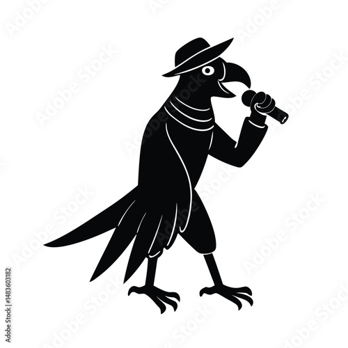 Parrot rapping vector silhouette