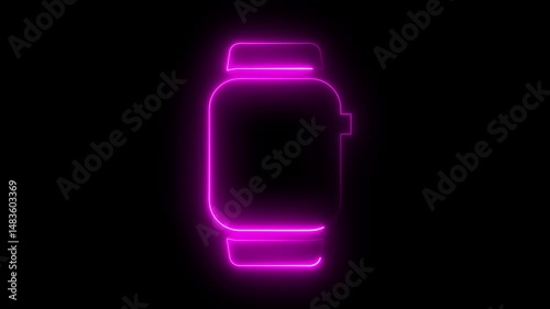 Glowing neon line Sports smart watch icon. smart watch screen on sports mood concept icon animation. Smart watch icon animation. motion animation. Square to Smartwatch Wireless Signal Animation