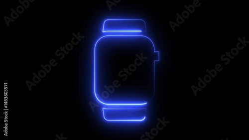 Glowing neon line Sports smart watch icon. smart watch screen on sports mood concept icon animation. Smart watch icon animation. motion animation. Square to Smartwatch Wireless Signal Animation
