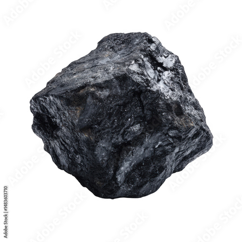 Piece of anthracite coal mineral isolated on transparent background