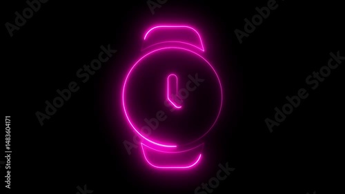 lock icon flat style 24 hours day fast speed with moving timer clock rotation, Clock spinning, neon line watch animation on transparent background with alpha channel.