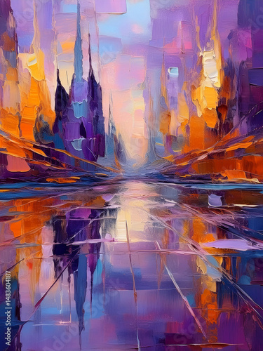 Painterly Textures Bend Perspective in a Surreal Scene of Distorted Reflections and Twisted Reality