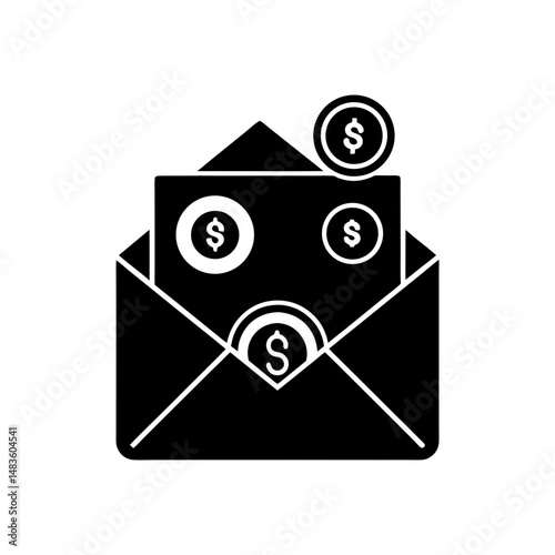 budget envelope with coins icon on white 