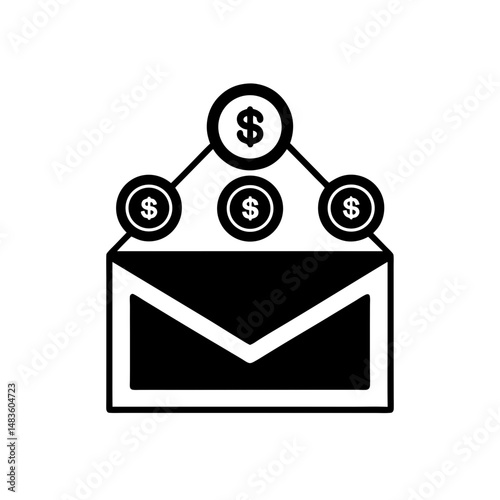 budget envelope with coins icon on white 