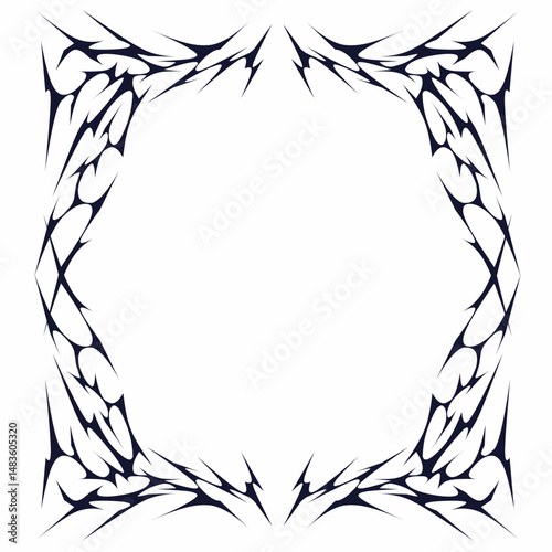 Abstract Cyber frame, neo tribal style in sharp, symmetrical shapes vector design isolation