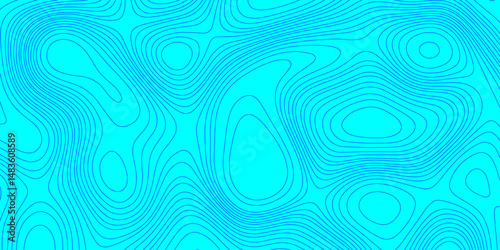 Blue landscape with mountains relief contours topography stylized height of the lines map, abstract terrain map contours illustration blue wave paper curved reliefs topography line map background.