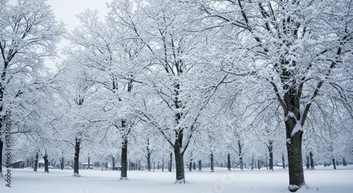 Wallpaper Mural Winter Wonderland Snow-Covered Trees in a Park Torontodigital.ca