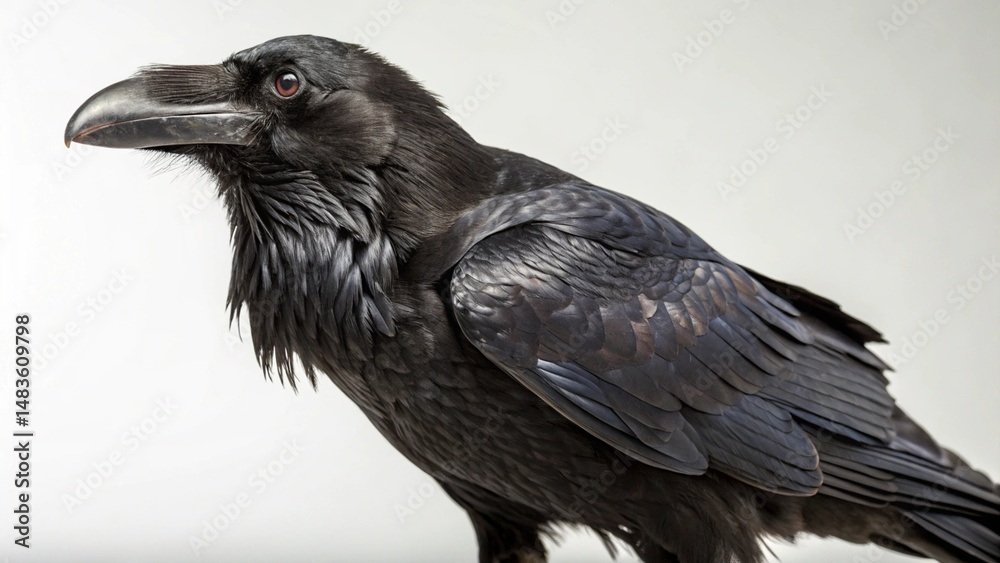 Fototapeta premium Common Raven on studio background 