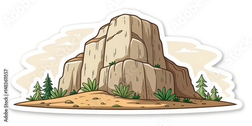 Cartoon Rock Formation Illu...