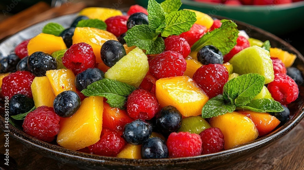 Obraz premium A vibrant Thai fruit salad in high-resolution artistic style.