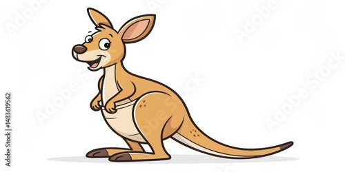 Happy Kangaroo Cartoon Illu...