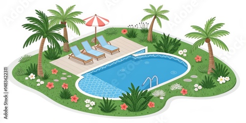 Isometric Poolside Paradise...