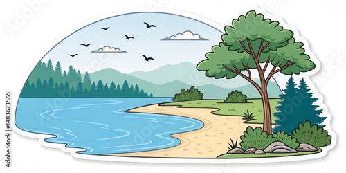 Lakeside Nature Scene Carto...