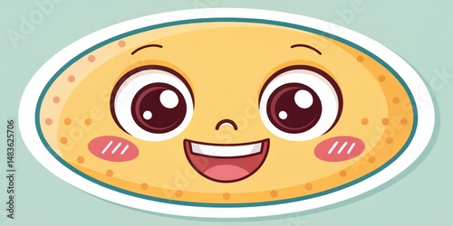 Oval Sticker Happy Yellow C...