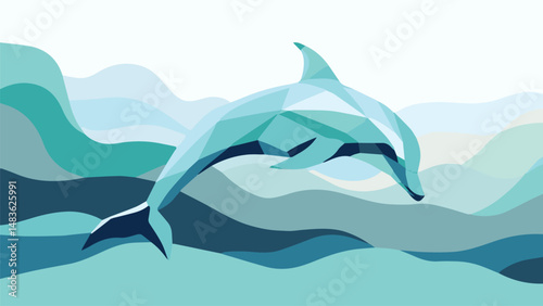 dolphin in the water vector
