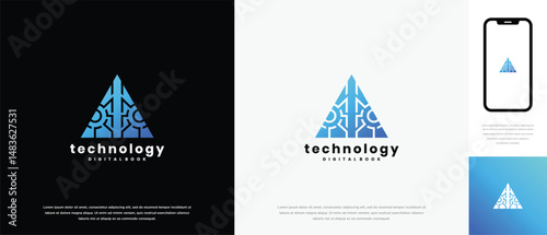 Triangle technology logo design. Triangle technology connection logo template. Technology logo symbol icon