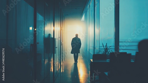 Mysterious Man Walking Down Dark Hallway