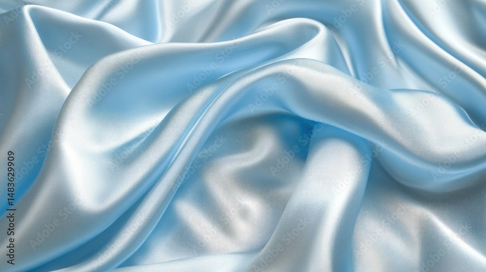 Elegant Draped Light Blue Silk Fabric Texture