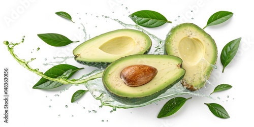 Three Halved Avocados in Wa...