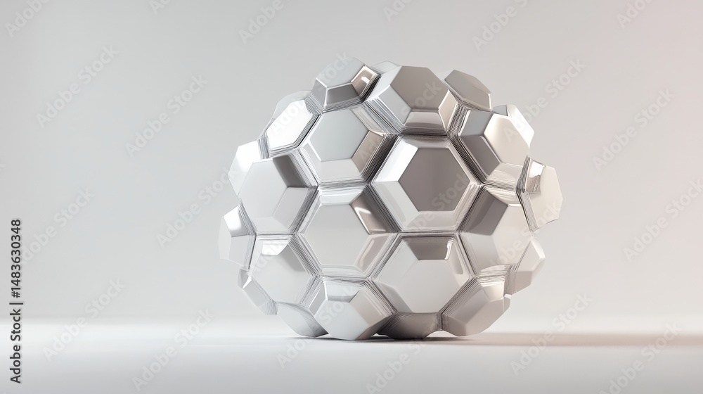 Fototapeta premium A three-dimensional, multifaceted, white sphere form.