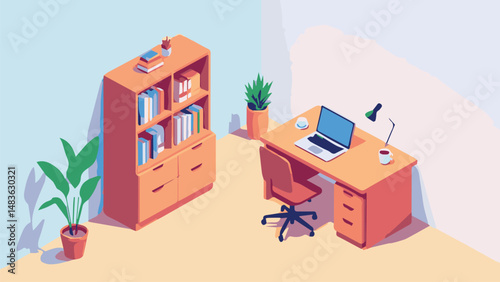 office environment vector illustration, work from home, workplace