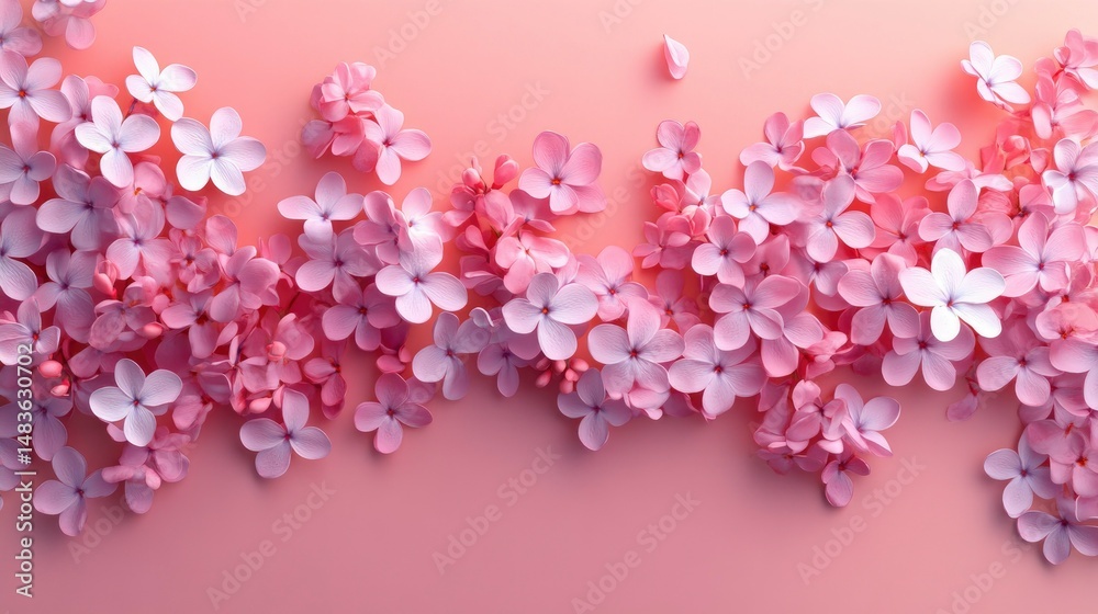 Delicate Pink Lilac Blossoms on a Pastel Background - Spring Floral Design