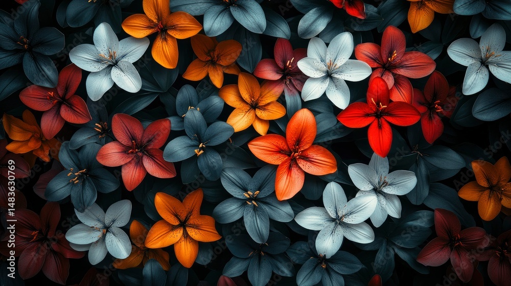 Lush Bloom A Symphony of Dark and Bright Flowers