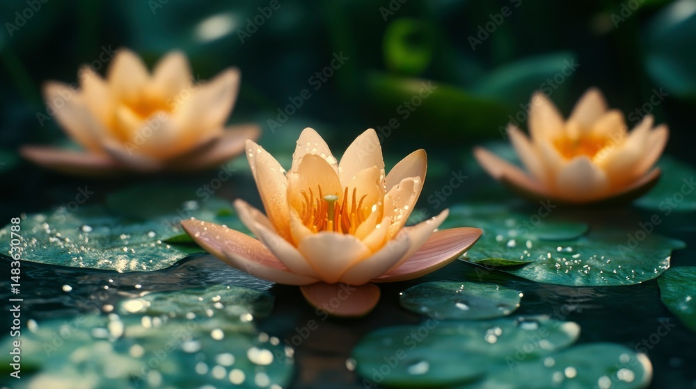 Serene Water Lilies Tranquility in a Pond
