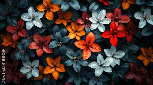 Obraz na płótnie Lush Bloom A Symphony of Dark and Bright Flowers w salonie