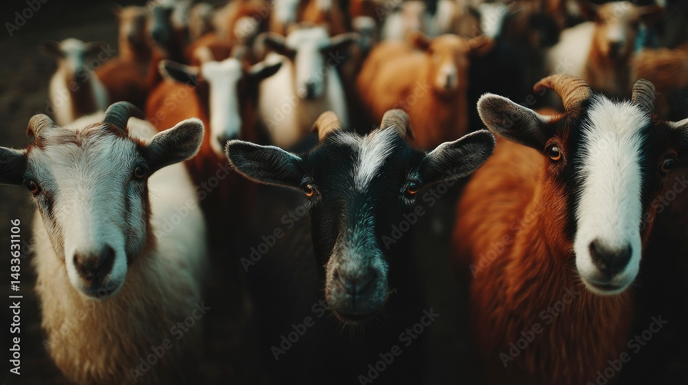 Herd of Goats Close Up