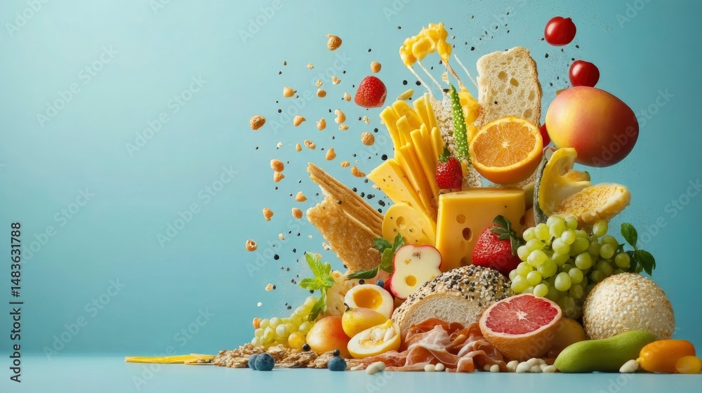 Vibrant Food Explosion A Delicious Burst of Freshness and Flavor