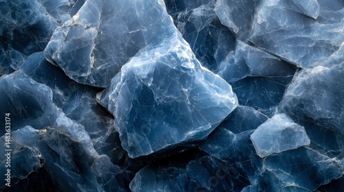 Obraz na płótnie Abstract Blue Stone Texture Close-Up of Rough, Jagged Glacial Rock Fragments w salonie