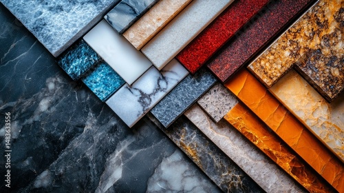 A Colorful Collection of Marble and Granite Samples for Interior Design Projects