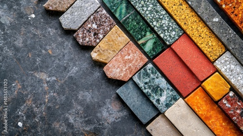 Obraz na płótnie Collection of Diverse Natural Stone Samples Marble, Granite, and More w salonie