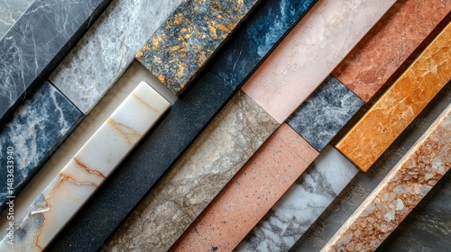 Collection of Diverse Marble and Stone Samples Textures and Colors for Interior Design
