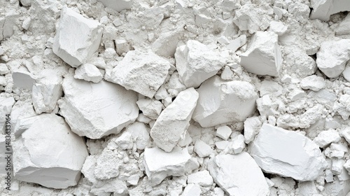 Obraz na płótnie White Clay Texture Close-Up of Broken Chunks and Powder w salonie