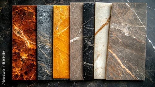 Obraz na płótnie Collection of Premium Marble Slabs Diverse Textures and Colors for Interior Design w salonie